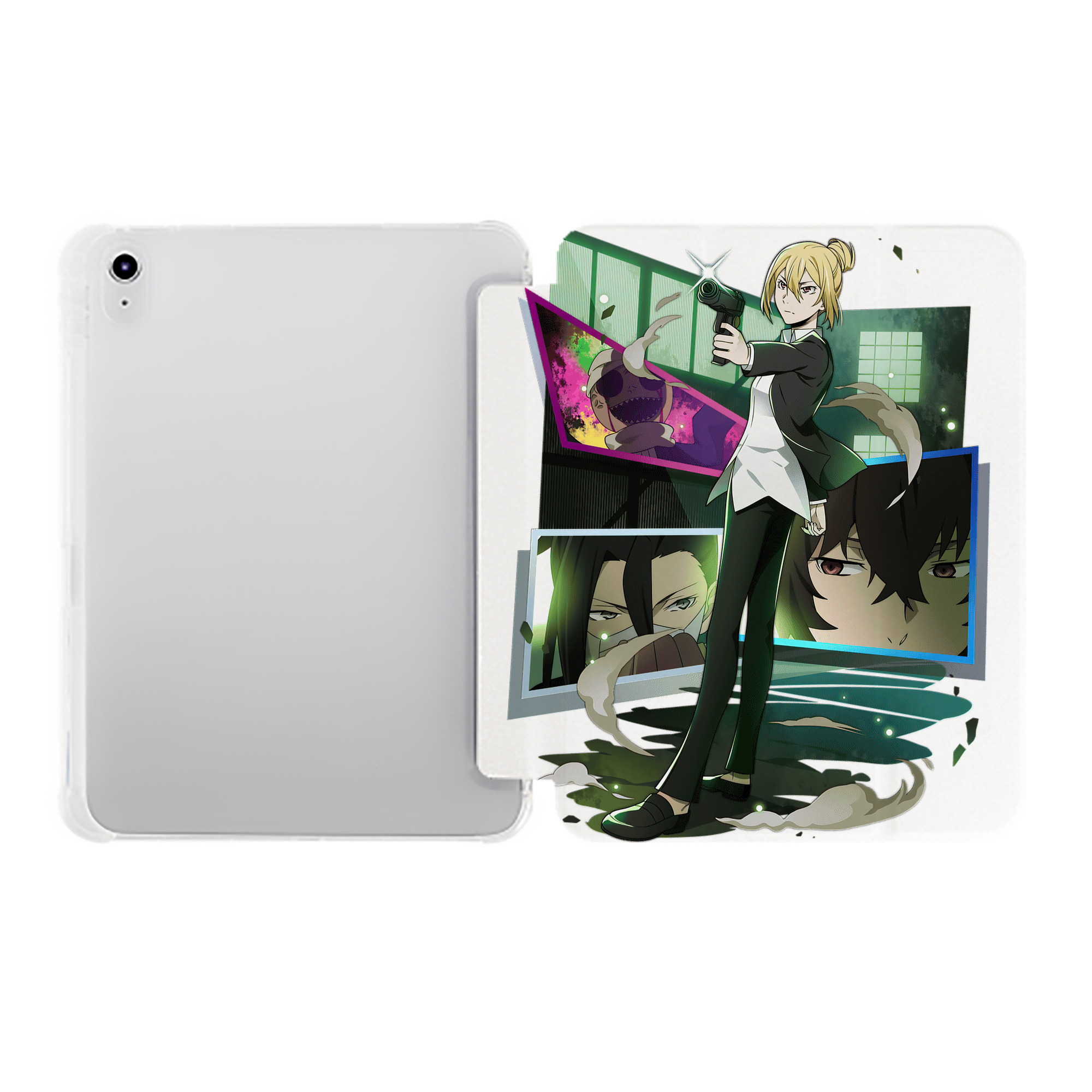 （画像用） 文豪ストレイドッグス Bungo Stray Dogs IPad ケース ペン収納付き 三つ折りスタンド PUレザー×シリコン 対応機種9.5/10.5/10.9インチ